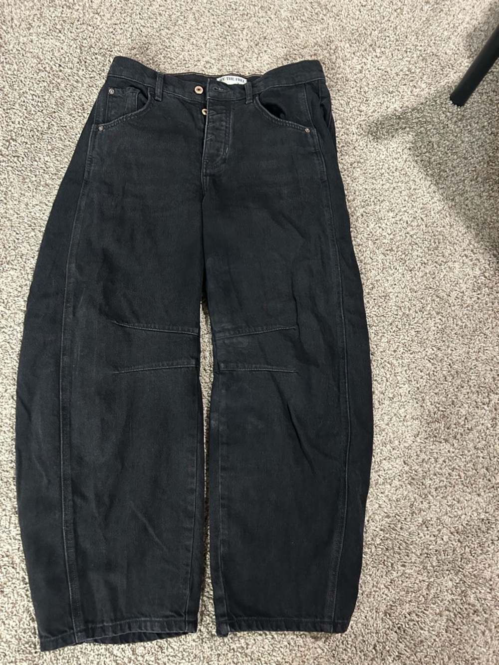 Free People Black Wide-Leg Barrel Jeans
